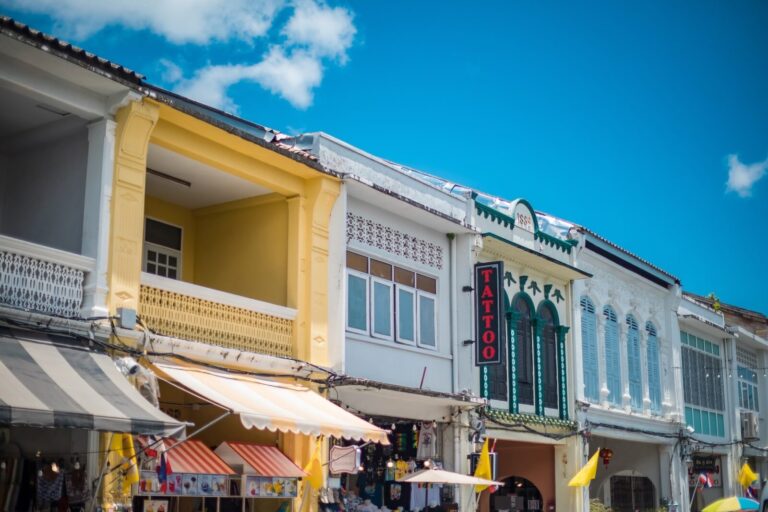 Colorful Sino-Portuguese buildings along Thalang Road in Old Phuket Town