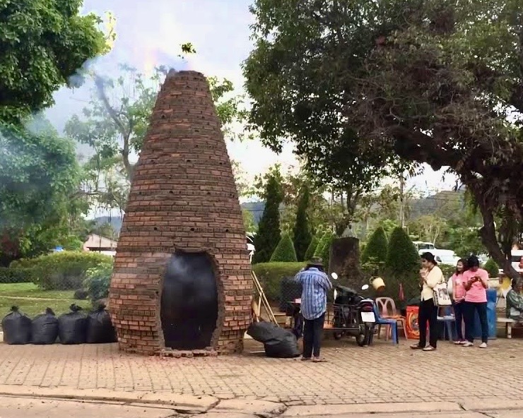 Designated firecracker structure at Wat Chalong temple