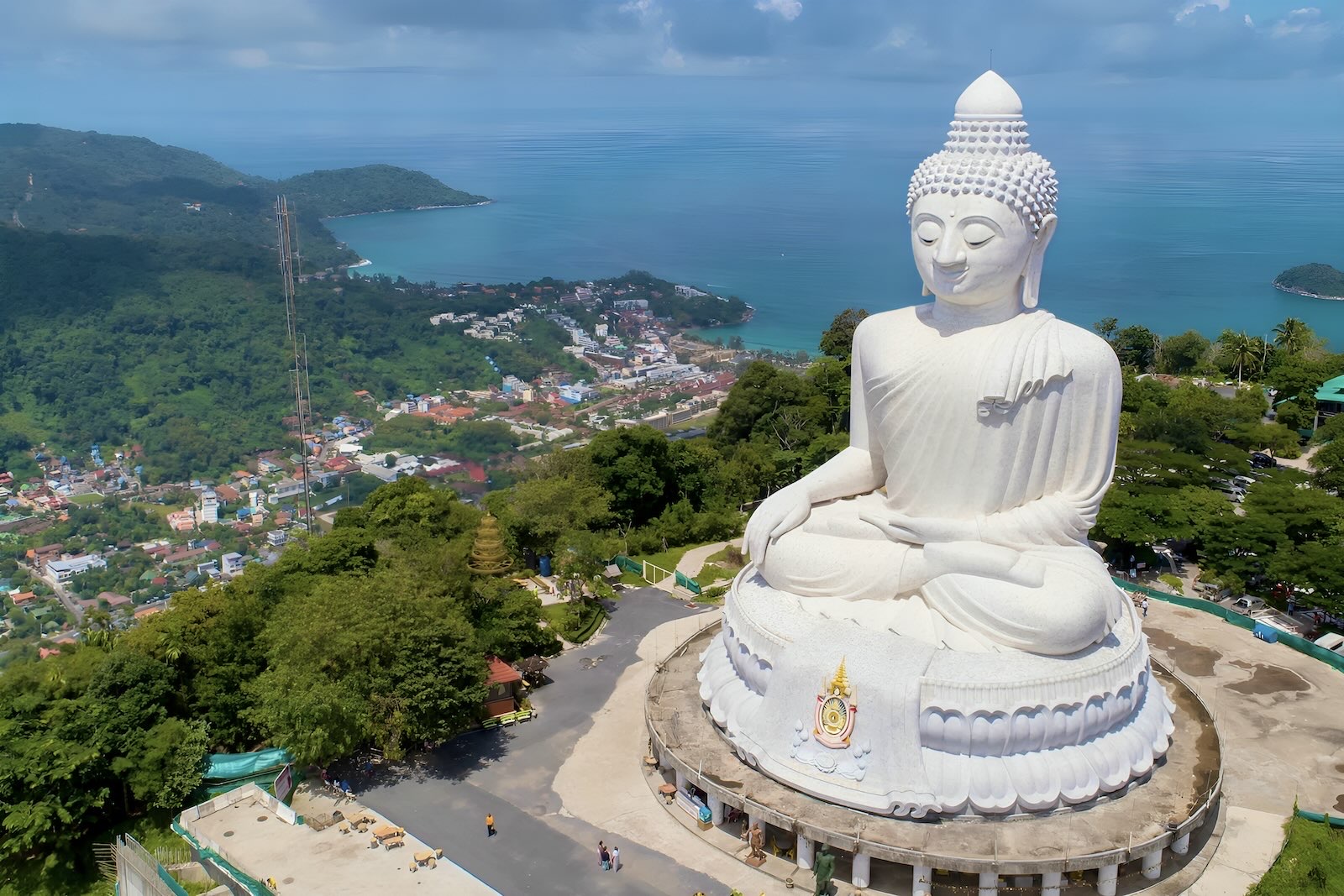 White Big Buddha statue visible on Nakkerd Hill above the Phuket landscape